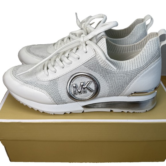 Michael Kors Shoes - Michael Kors Women's Sneakers Size 8M Signature Logo Silver/white